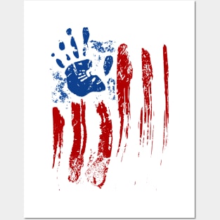 American Flag Hand Print Posters and Art